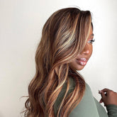 Ombre Ginger Highlights Wigs 100% Real Human Hair